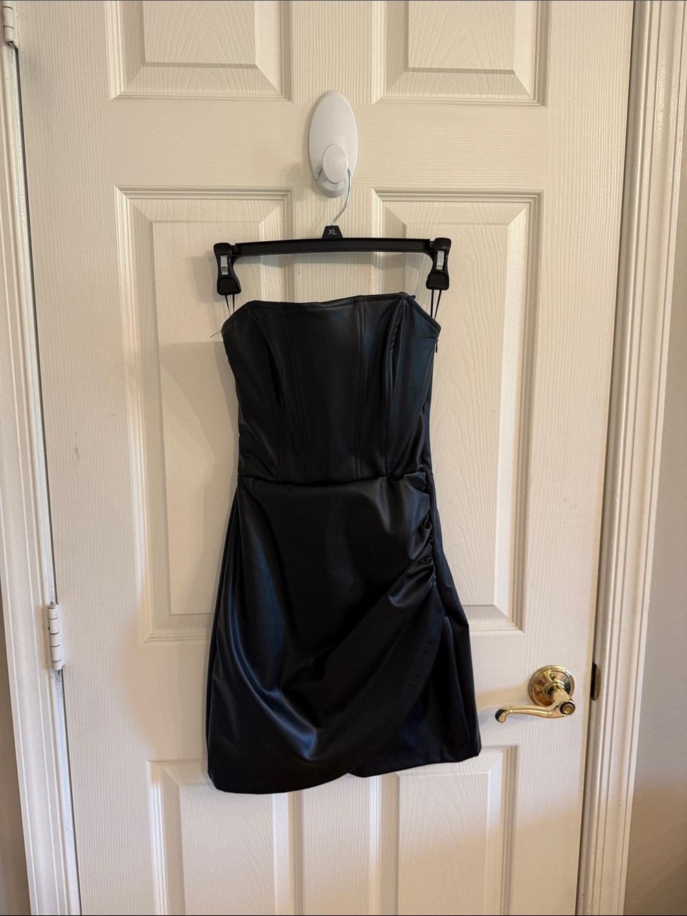 Zara Black Strapless Faux Leather Dress